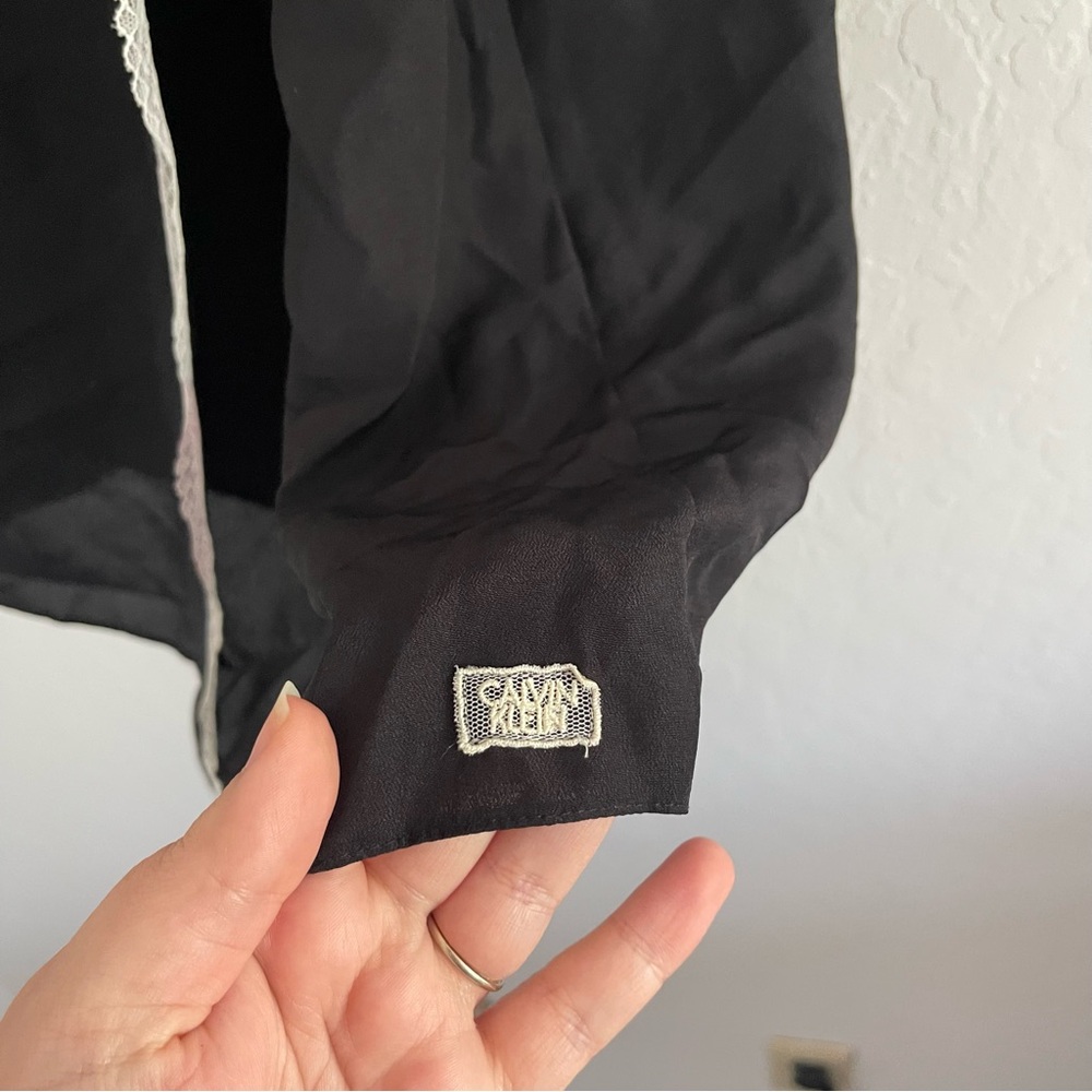 Y2K Calvin Klein Deadstock Black Sheer Slip Dress Mini Women's Size Large NWT - Picture 7 of 11